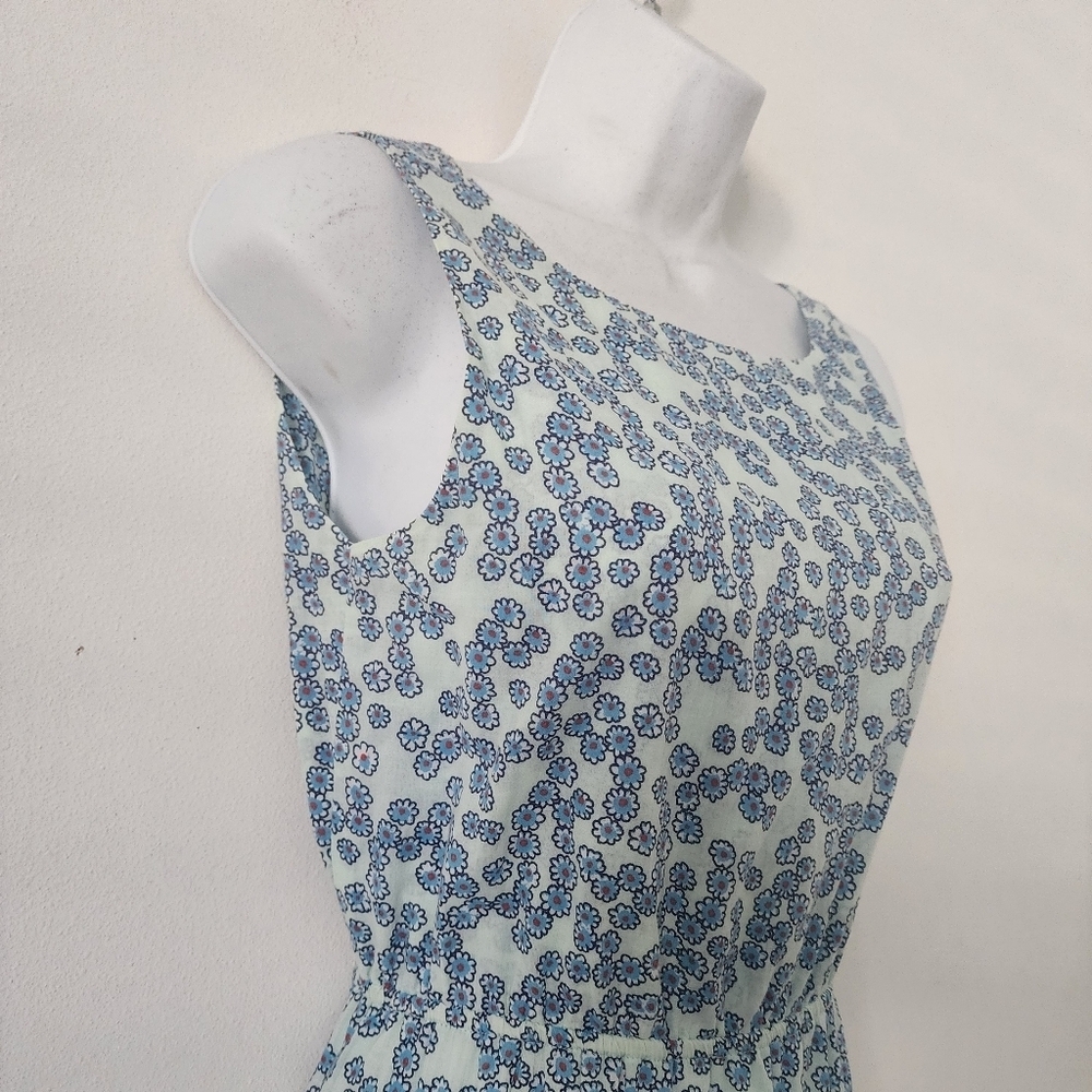 Maje Blue and White Floral Print Tiered Sundress Size 1 Backless Summer Dress - Picture 6 of 13